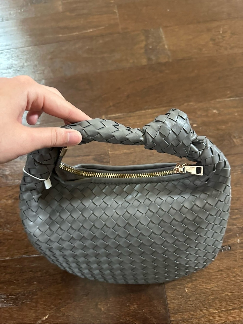 Anthropologie Melie Bianco Mini Brigitte Satchel metallic Gray-NWT - Picture 8 of 11